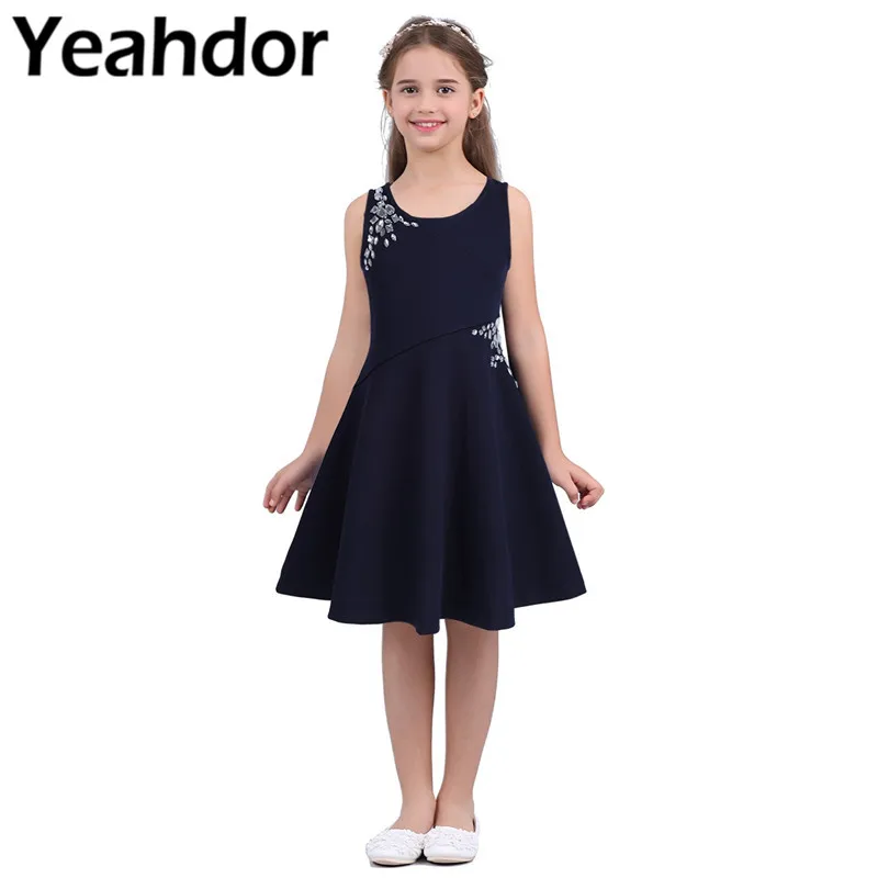 Платье для девочек с цветочным принтом ослепительное платье принцессы Стразы