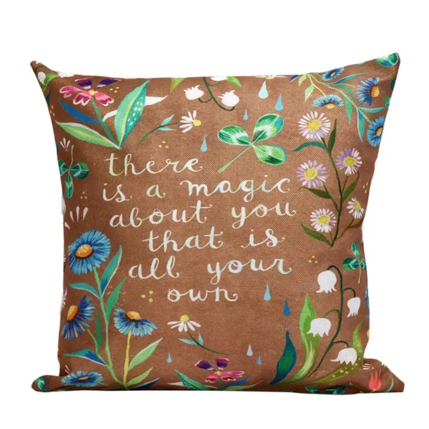 Ouneed 2018 простой Стиль цветок буквы-подушки диван талии Бросок Чехлы Home Decor 45*45 см |