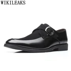 Мужские деловые туфли с ремешком монах, коричневые классические туфли в итальянском стиле под платье, большие размеры