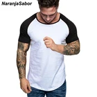 Футболка NaranjaSabor мужская, летняя, повседневная, с О-образным вырезом, стильные комфортные топы, Спортивная футболка N515