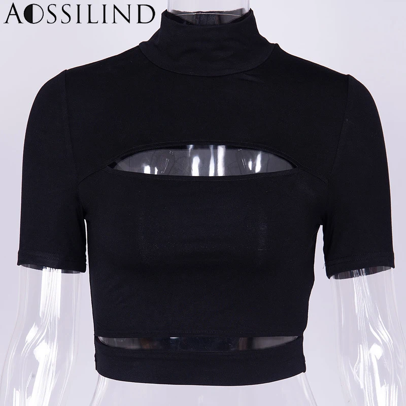 Женская футболка AOSSILIND белая или желтая Повседневная водолазка с коротким