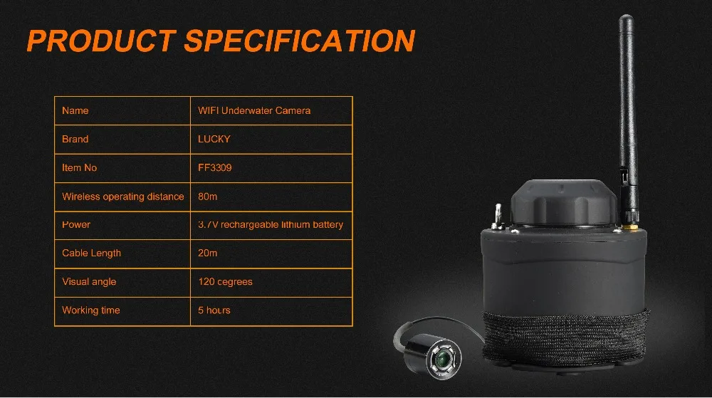Русскоязычное меню! LUCKY портативная wifi подводная камера FF3309 80m Беспроводной рабочий диапазон