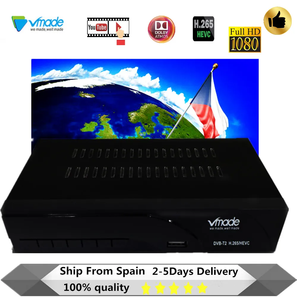 Vmade новейший DVB-T2 цифровой приемник H.265/HEVC DVB T2 горячая Распродажа Европа DVB-T h265 hevc поддержка Dobly AC3 USB wifi с RJ45