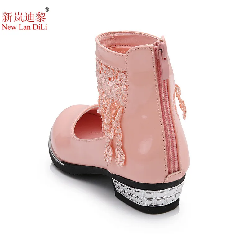 Розовый белый черный из искусственной кожи для девочек кожаная обувь вечерние