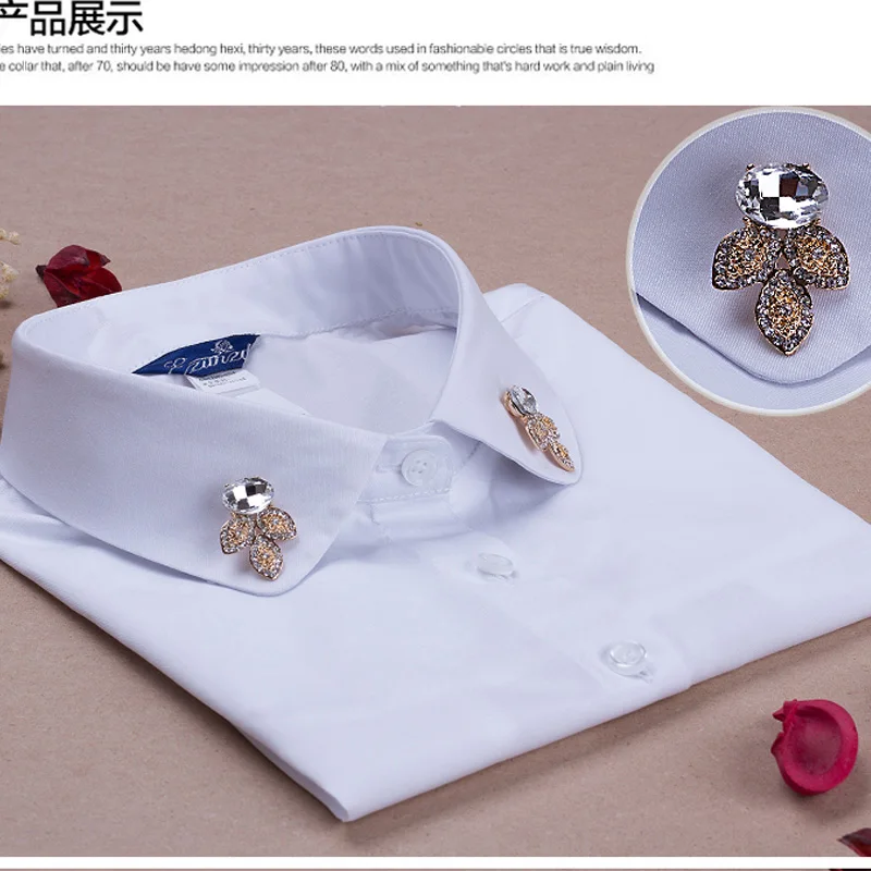 Женская блузка в Корейском стиле с искусственным воротником вышитая