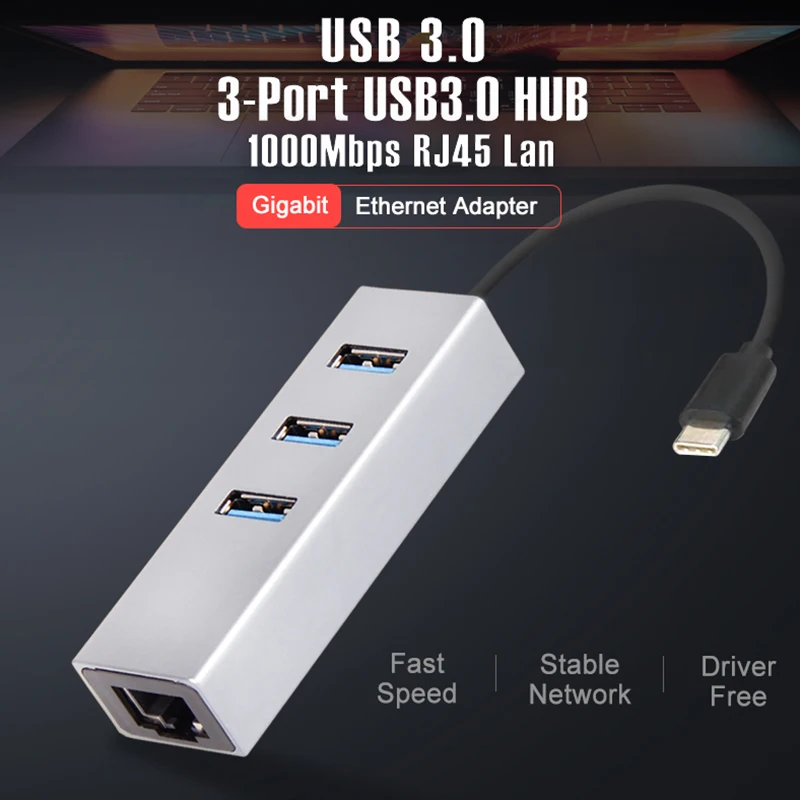 Концентратор USB C 3 0 Тип Ethernet порта с адаптером 10/100/1000M Сетевая карта Lan для Macbook и