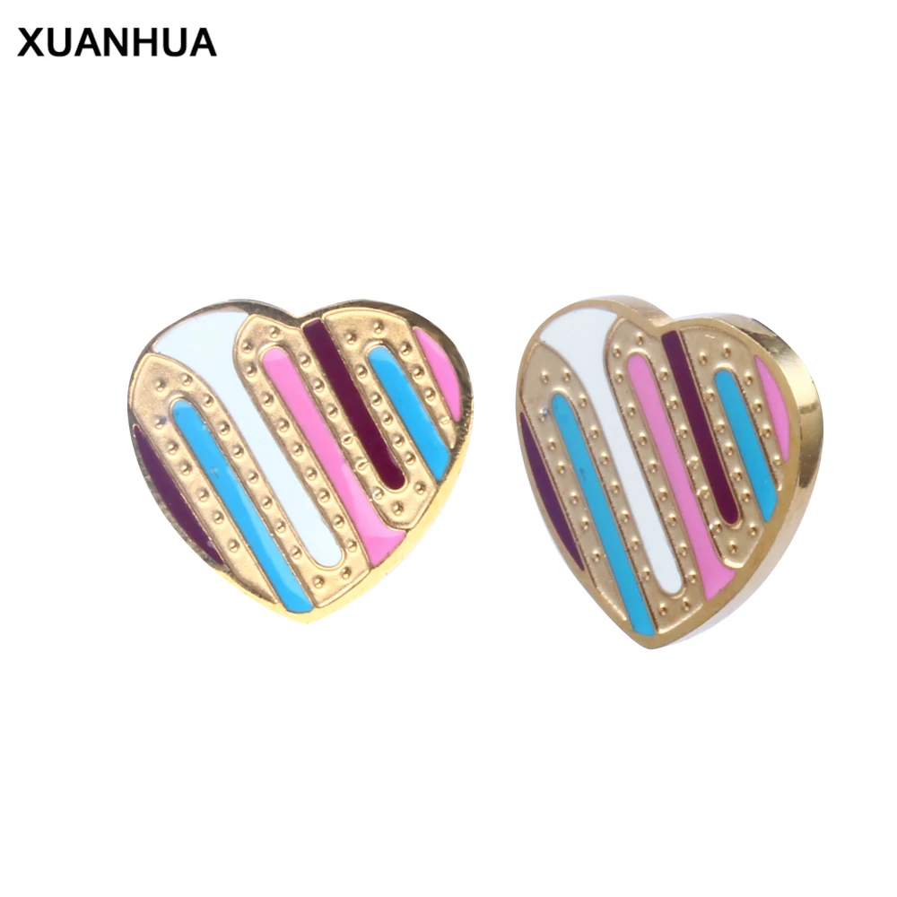 Женские серьги гвоздики XUANHUA из нержавеющей стали с сердечками корейские для