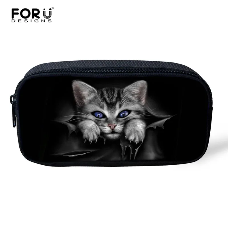 FORUDESIGNS/черные школьные сумки с принтом кота Детские рюкзаки для подростков девочек легкие школьные сумки детские школьные сумки для мальчиков - Цвет: L5068K