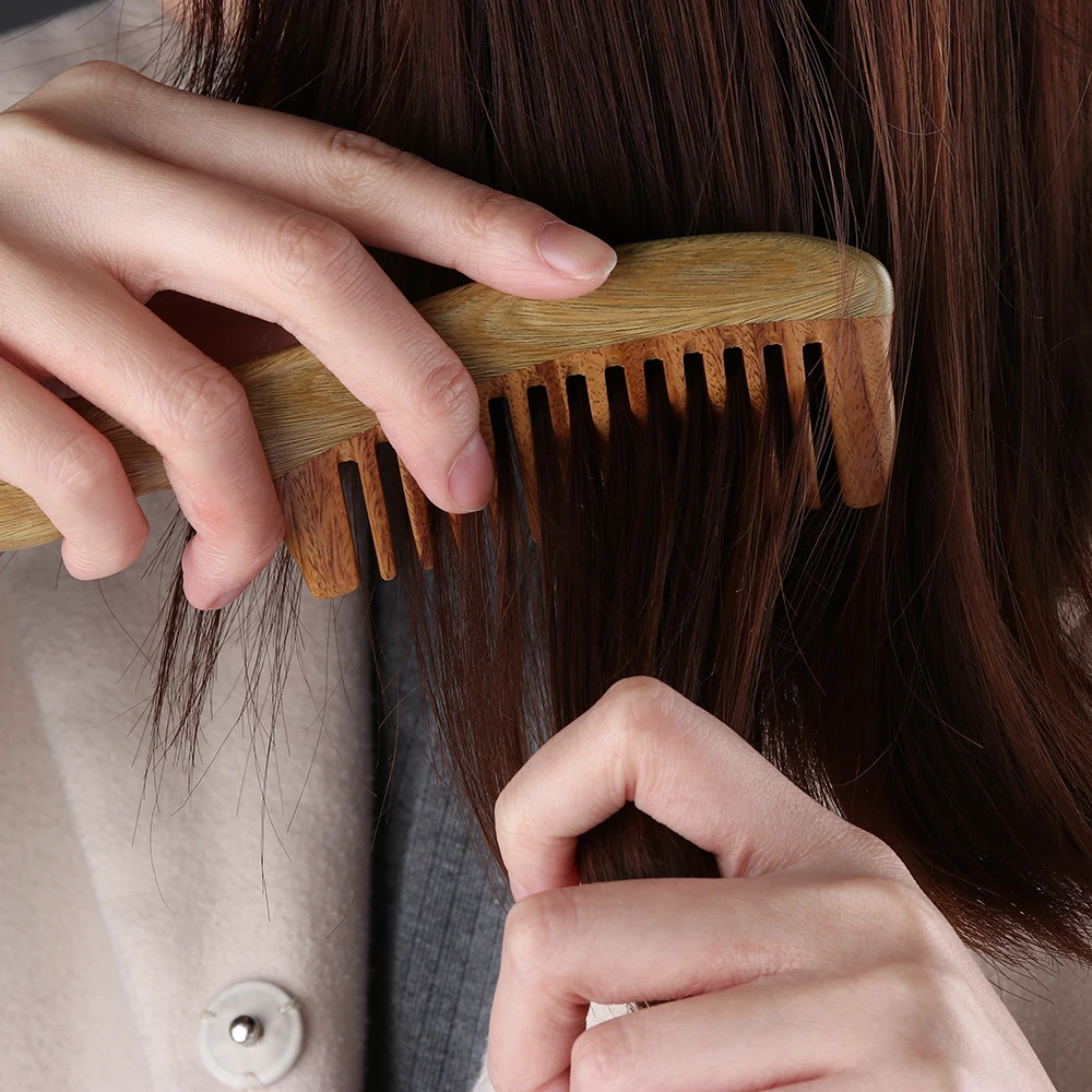 1 шт. деревянная расческа ручной работы из сандалового дерева с широкими зубьями