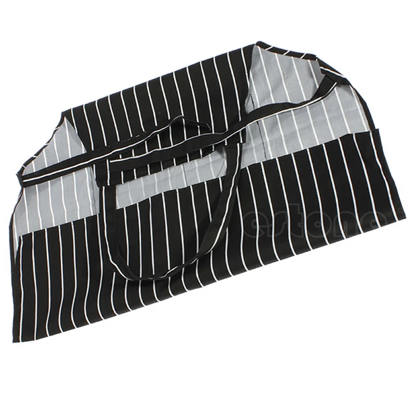 Мужской регулируемый для взрослых черный полосатый фартук с нагрудником 2