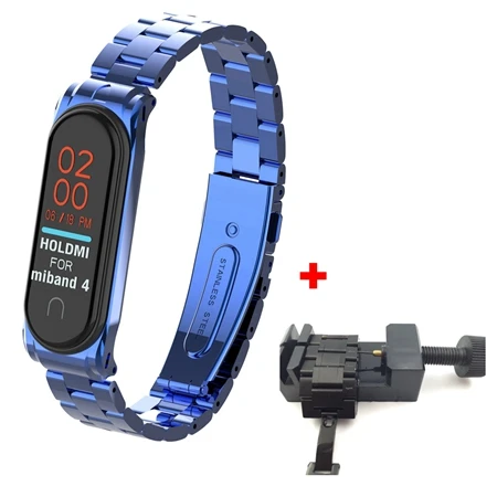 Steel Blue ad tool YUEDAER mi Band 4 металлический ремешок для Xiaomi mi Band 4 ремешок браслет из нержавеющей стали mi Band 4 ремешки на запястье mi lanese Loop mi Band 4 - Цвет: Steel Blue ad tool