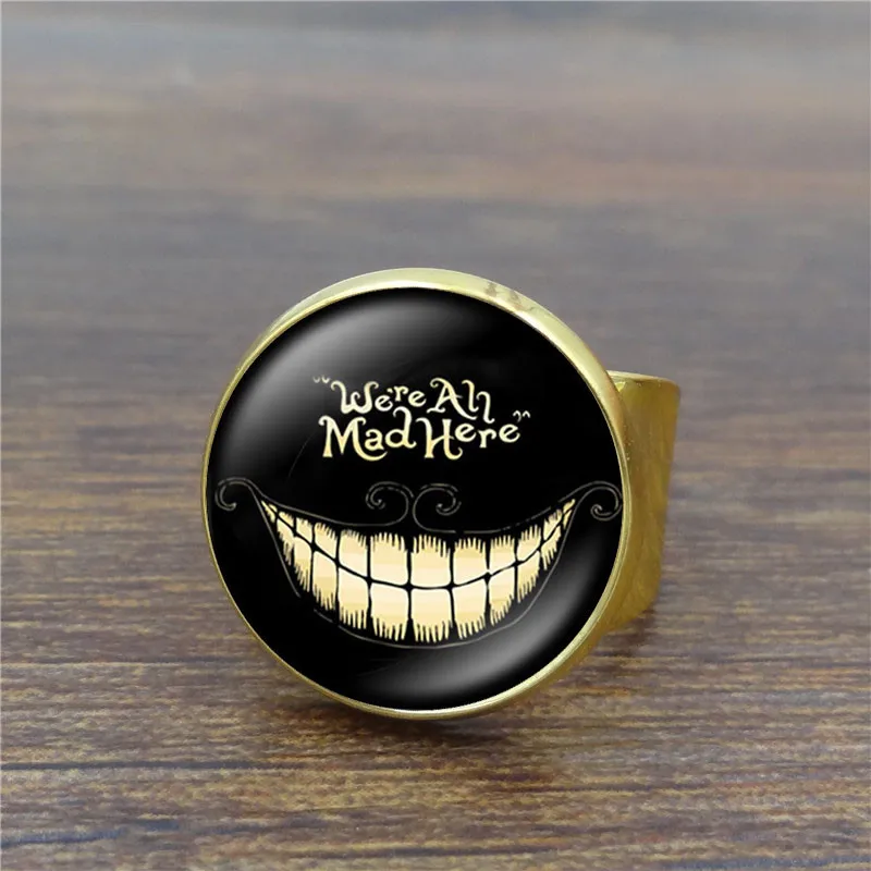 Алиса в стране чудес Винтажное кольцо искусство стеклянный купол чеширские