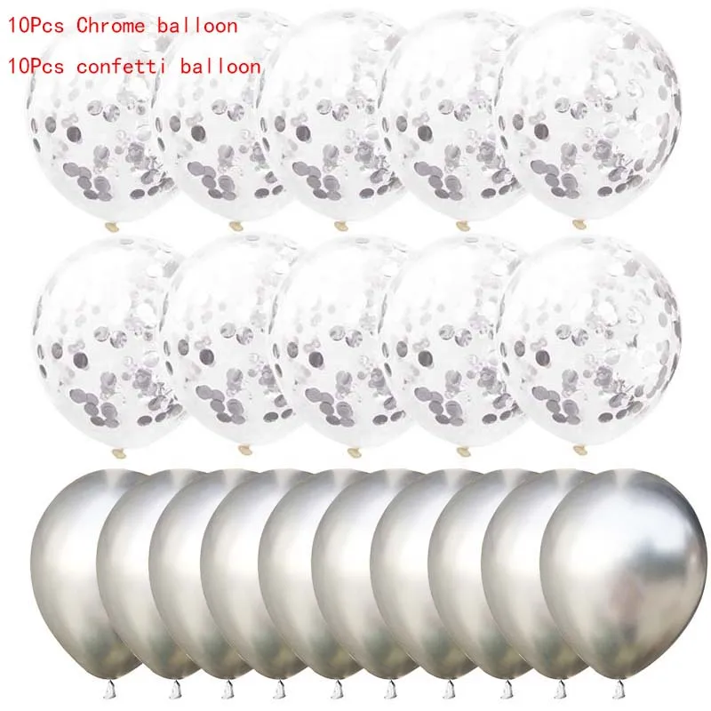 20Pcs Silver balloon 20 шт./компл. Серебряный балон юбилей день рождения воздушные шары газовый набор баллон серый латекс конфетти шарики на день рождения деко дети взрослые - Цвет: 20Pcs Silver balloon