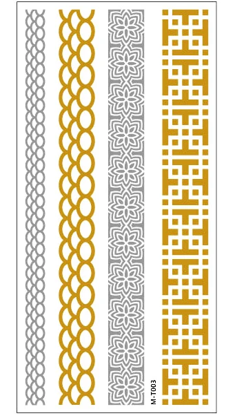 1 лист индийский арабский для боди-арта для женщин metallic временные Мандала флэш-тату наклейка с ожерелем расшитое золотистым кружевом тату tatuagem maquiagem - Цвет: T003