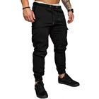 Мужские брюки-карго с несколькими карманами, с эластичным поясом, штаны для фитнеса в стиле хип-хоп, однотонные повседневные брюки