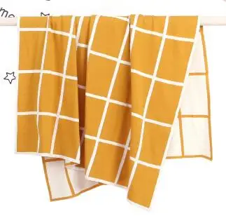 82W521 Yellow Одеяльца для новорожденных осеннее дышащее хлопковое муслиновое вязанная крючком Детская Одеяло обертывание постельные принадлежности диван коляска одеяло - Цвет: 82W521 Yellow