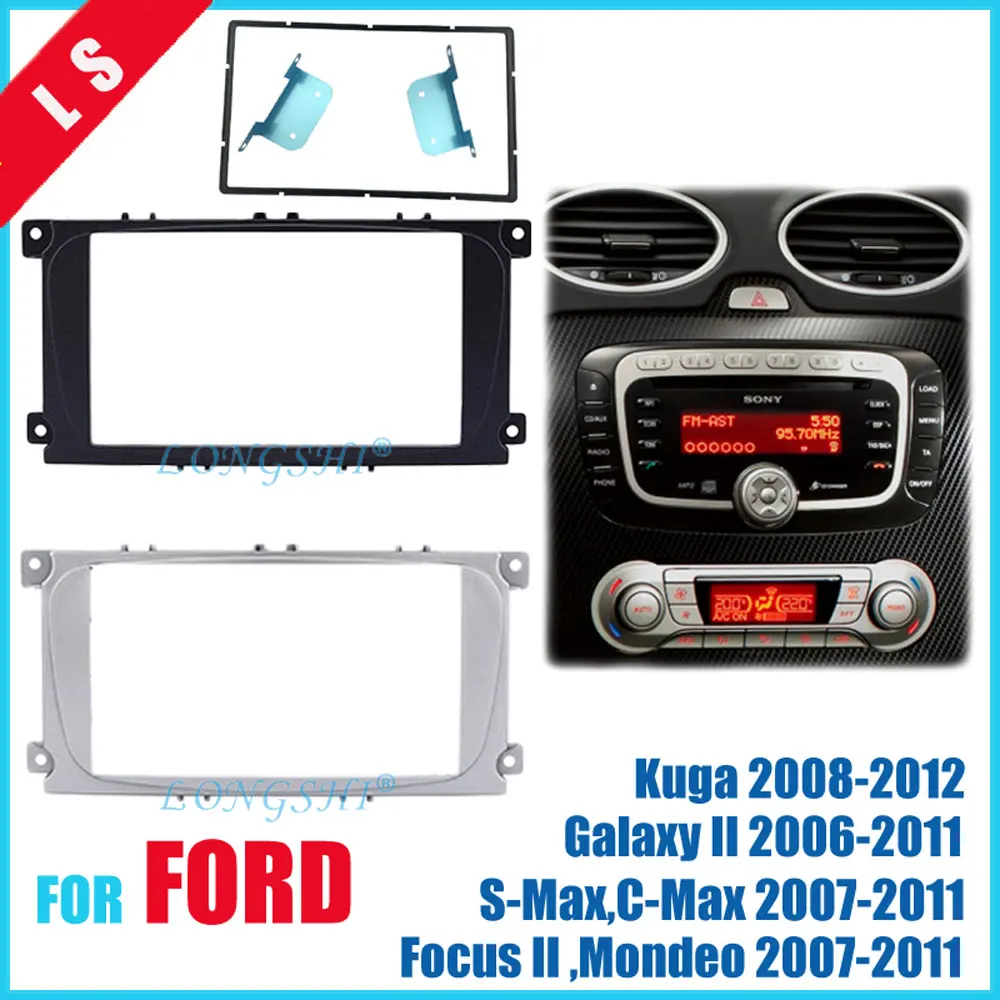 Radio de coche 2 Din Fascia para Ford Focus II, Mondeo, Kuga, s-max, c-max, Galaxy II, Kit de salpicadero estéreo, ajuste de instalación, embellecedor de marco de Facia 2di