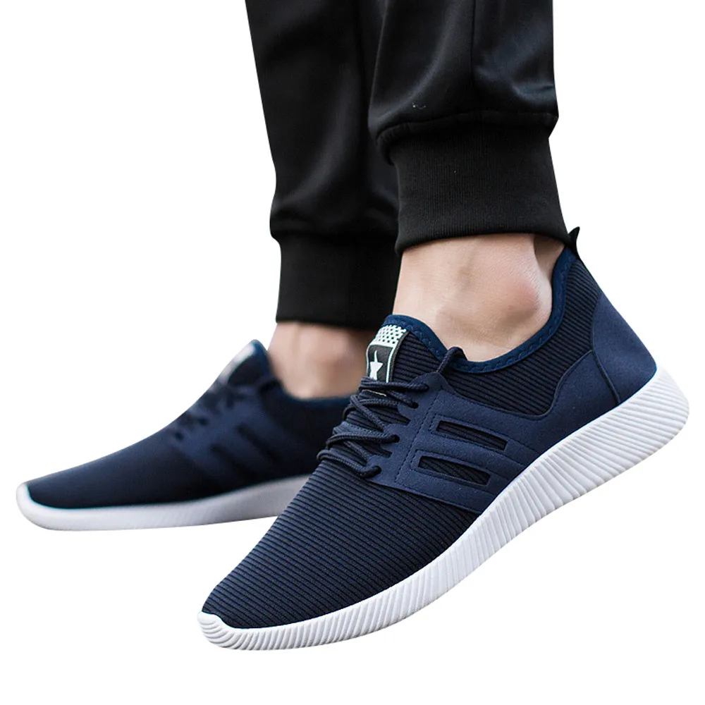 Мужская сетчатая обувь с перекрестными ремешками Вулканизированная в полоску