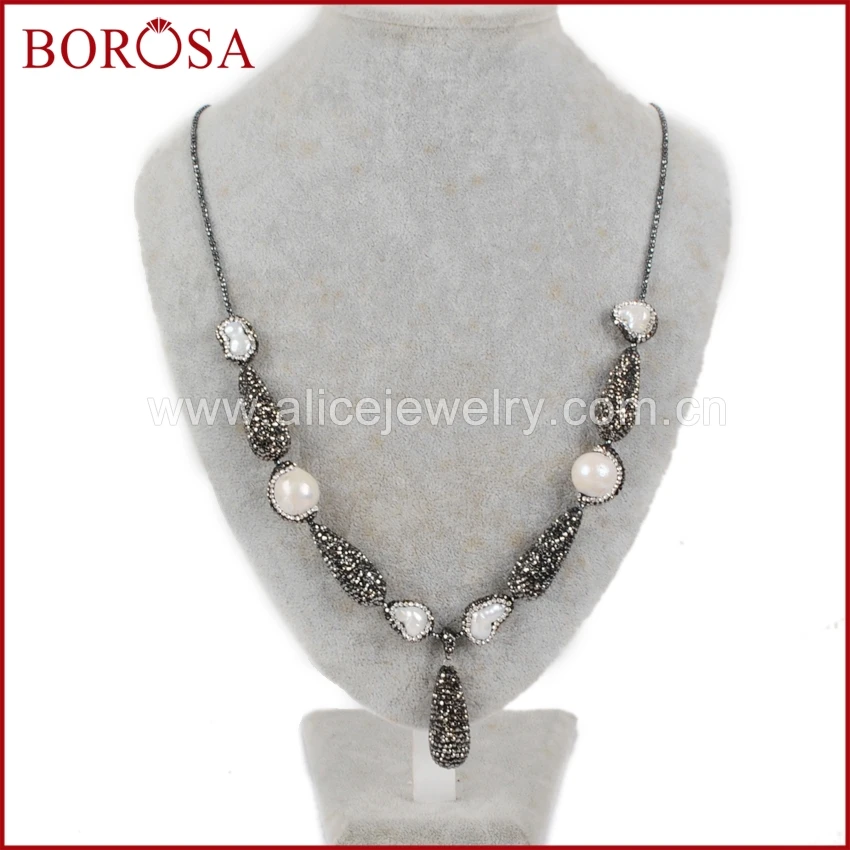 BOROSA Druzy природной произвольной формы жемчуг и капли горный хрусталь проложить