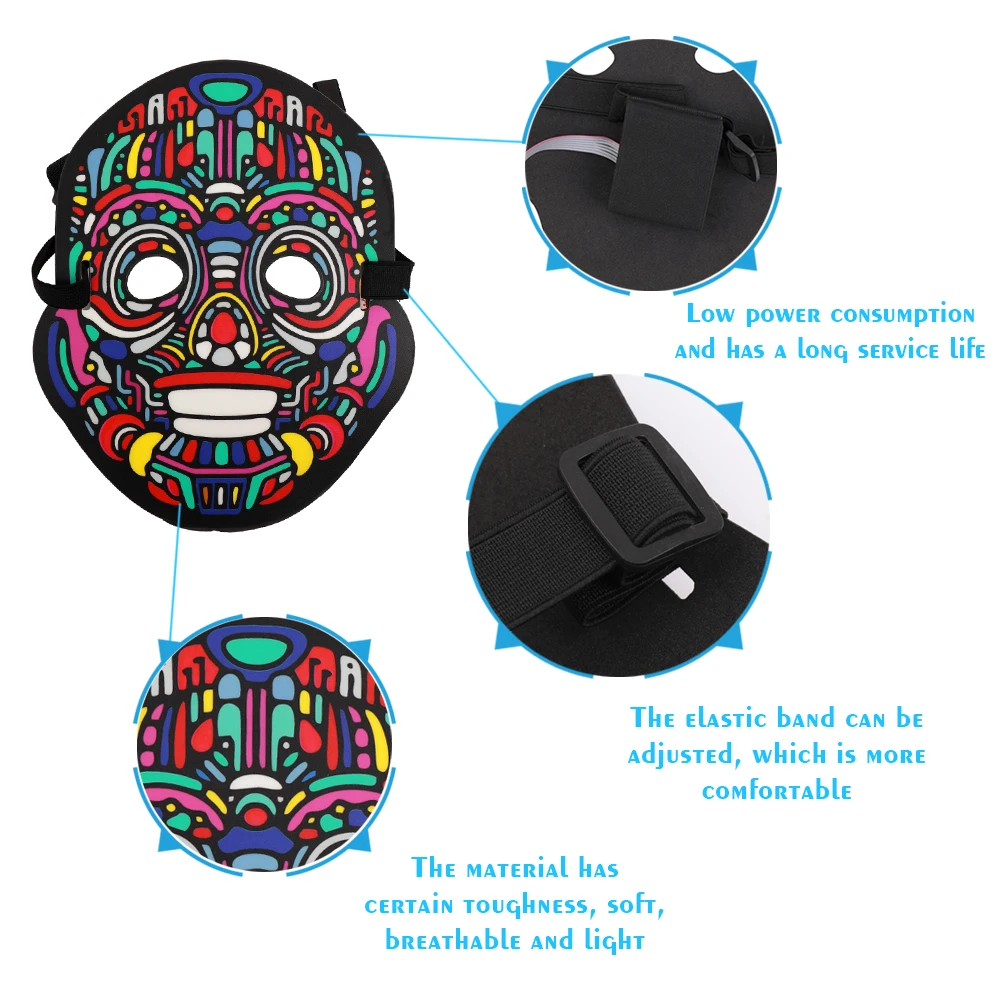 Светодиодный маска голосовое светящаяся фестивальный костюм для выступлений