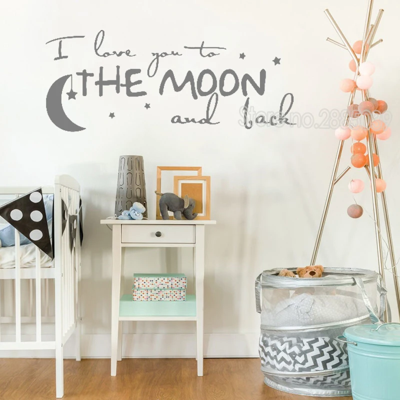 Настенные Стикеры с текстом наклейка с надписью «i love you to the moon and back(мама я тебя Цитата детская комната нетоксичный ПВХ наклейки художественная Наклейка на стену Mural RomanticLC180