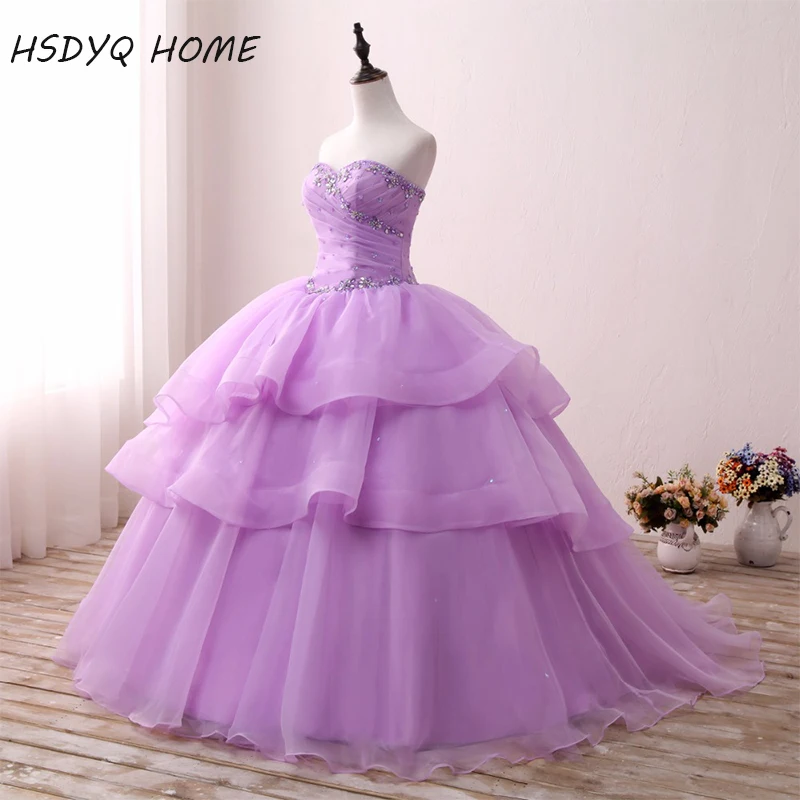 Светильник фиолетовые платья для Quinceanera дешевые женские 15 лет потрясающие на