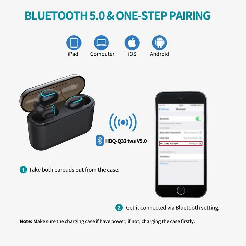 Bluetooth гарнитура беспроводные наушники спортивные с микрофоном свободные руки