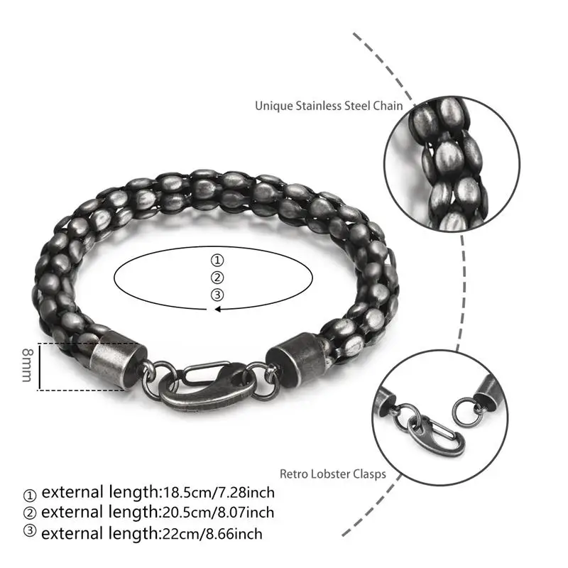 Jiayiqi хип хоп рок браслет из нержавеющей стали для мужчин 8 мм на запястье
