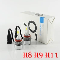 h8 h9 h11 h16jp 72w 7600lm c6 cob led headlight conversion kit all in one built in fan 2 side driving fog pure white lamps bulbs