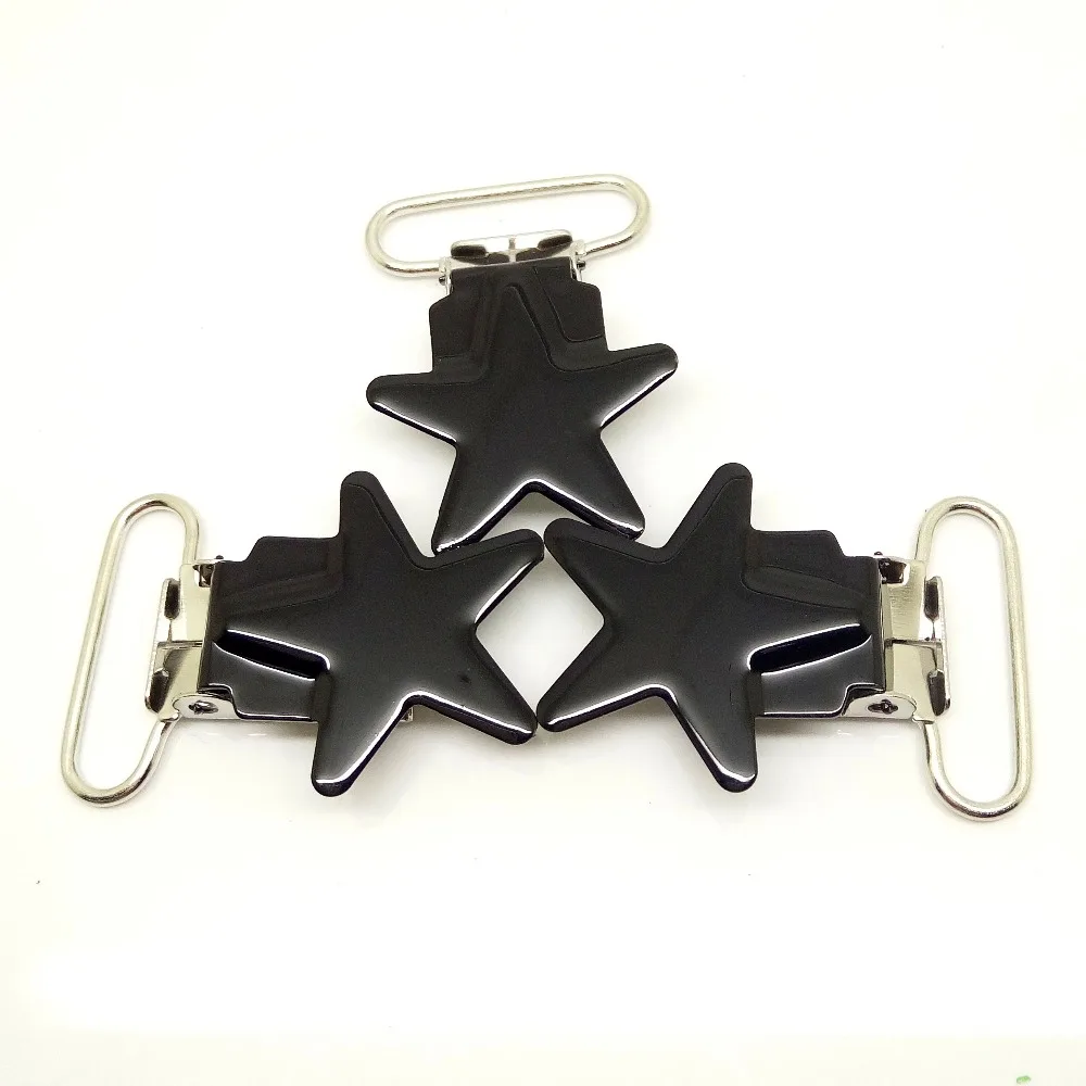 

Black suspender clips 20pcs pacifier clips metal enamel suspender clips
