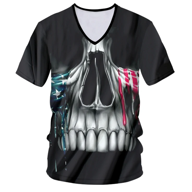 OGKB тенниска с треугольным вырезом Черная Женская/Мужская крутая 3D Футболка