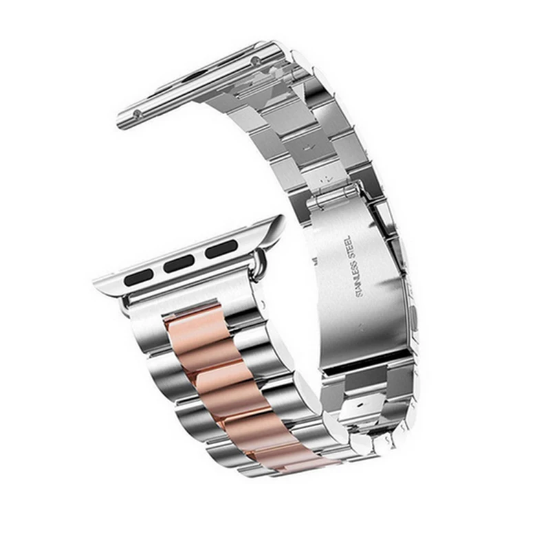 silver rose gold Ремешок для apple watch 44 мм 40 мм apple watch 5 4 3 2 1 Iwatch 42 мм 38 мм браслет из нержавеющей стали ремешок для часов - Цвет ремешка: silver rose gold
