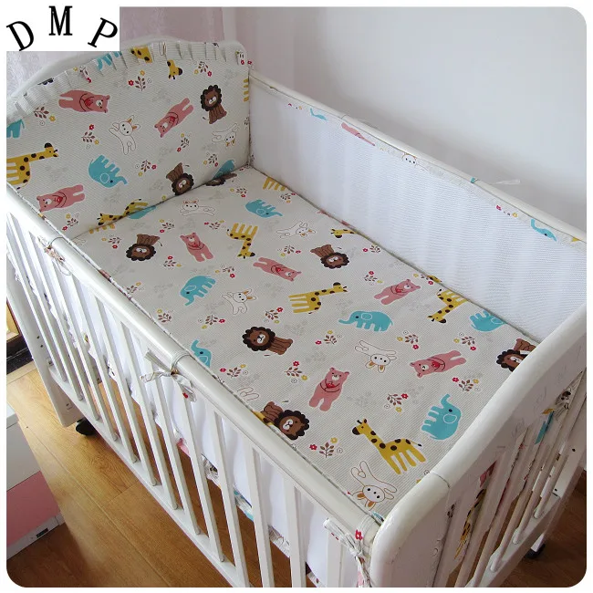 

Promotion! 5PCS Mesh baby bedding set cotton crib bumper baby sets baby bed arround bumper,include(4bumpers+sheet)