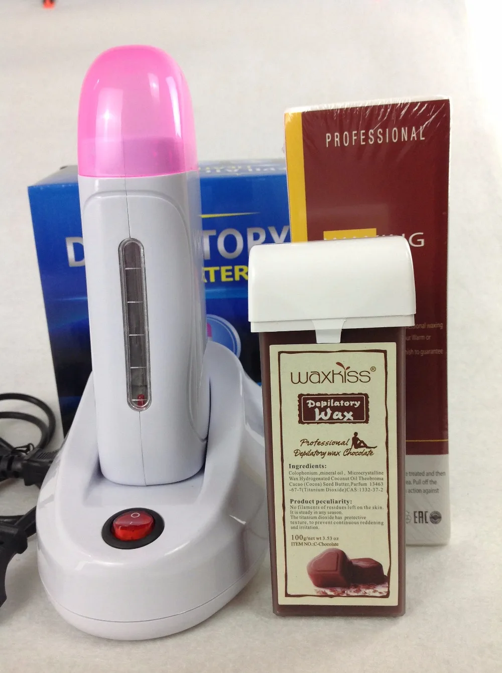Комплект для нагрева воска "Wax Heater Sets One Seat Safe Epilator" с европейской вилкой 220-240V, включающий в себя: эпилятор для безопасного удаления волос + 100 листов бумаги для удаления волос.