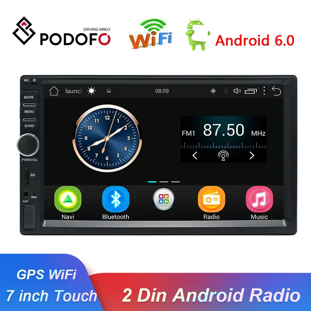Podofo 2 Din Android автомобильный Радио Стерео 7 &quotАвтомобильный плеер gps навигация WIFI