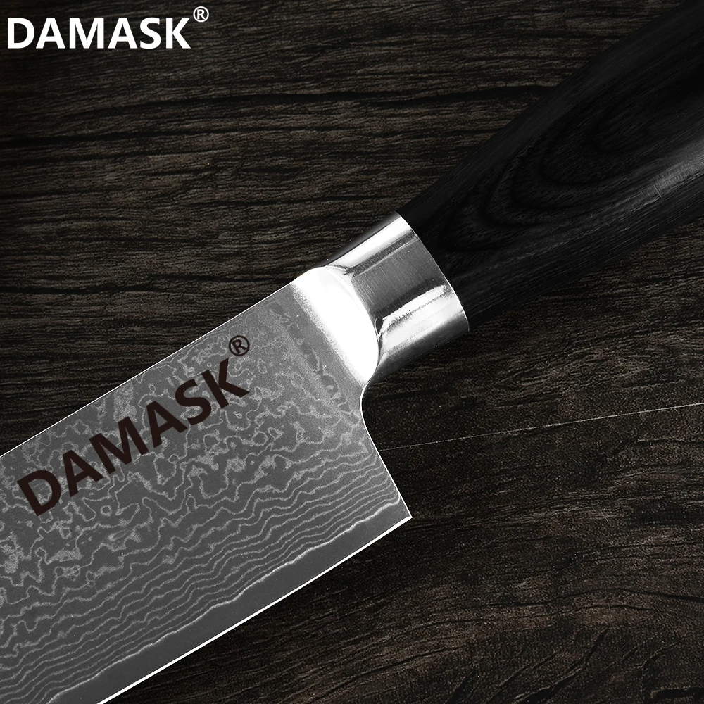 Damask японский шеф повара Дамасская сталь кухонный нож набор для очистки овощей