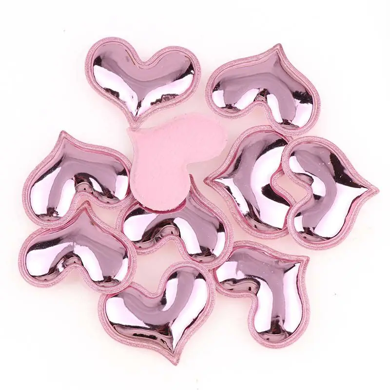 pink Стиль нашивки из искусственной кожи Мягкий войлок сердце Корона в форме звезды ткань 12 шт. аппликации для украшения DIY аксессуары для волос 5 см - Цвет: pink
