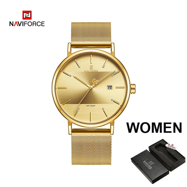 GG-WOMEN BOX Couple watch NAVIFORCE Men Casual Dress Luxury Women Quartz Wristwatch Clock For Male Female waterproof Sport Lovers Watch - Цвет: GG-WOMEN BOX