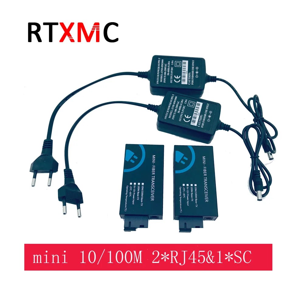 1 пара мини 10/100 м 2UTP 2 * RJ45 и SC одиночный волоконный коммутатор 20 км Ethernet