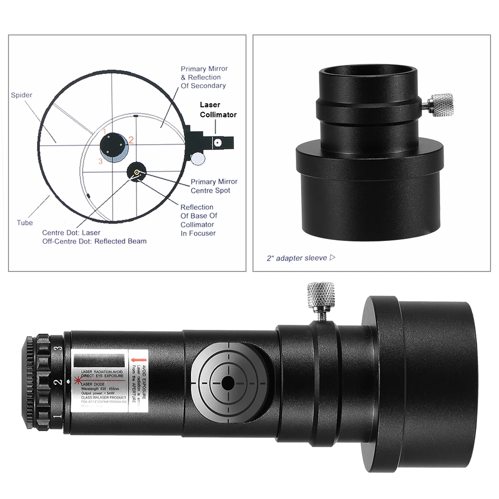 1.25IN Telescope Collimator 2INCH Adapter Reflector SCA Laser Collimation 7 Brightness Level Astronomical | Инструменты