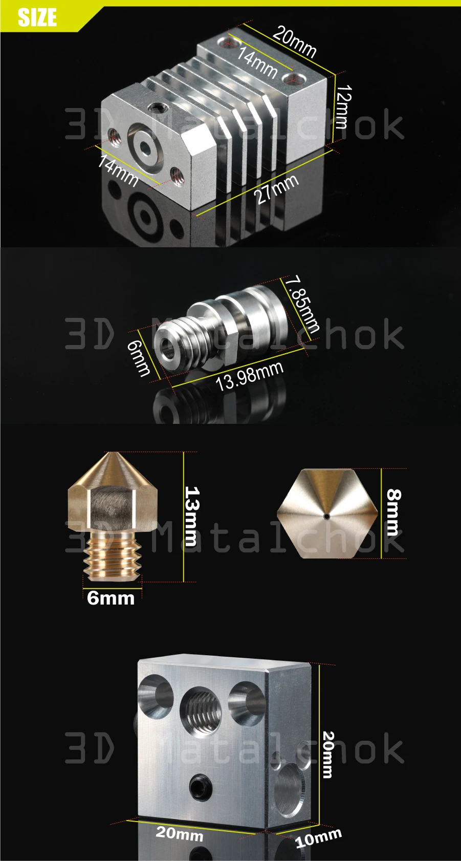 3D Printer Parts Precision Swiss Cr10 Hotend Aluminum Radiator Titanium Break For Ender 3 Cr10 Pro J-head Hotend
