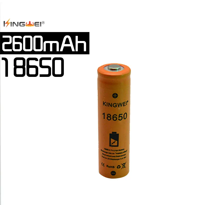Оранжевый литий-ионный аккумулятор KingWei 2600 мАч 18650 3 7 в с плоской головкой