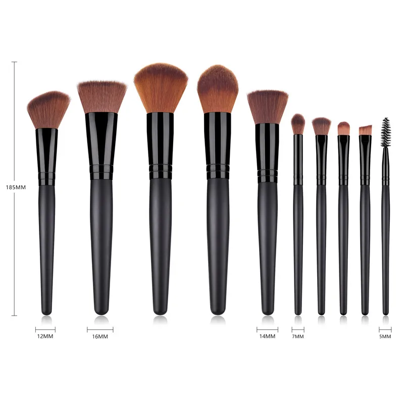 

10PCS Makeup Brushes Set Black Wood Handle High Quality Eyeshadow Big Flame Blusher make up Brush kit Powder Foundation