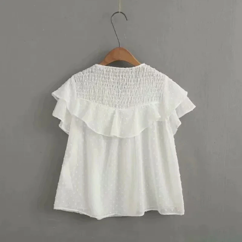 Women clothes 2019 boho style womens tops and blouses korean wrap polka dot blouse female casual Streetwear loose white shirt |