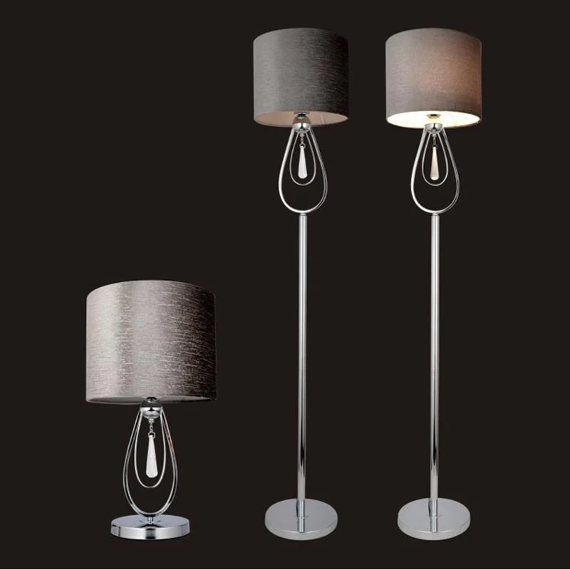Modern minimalist LED crystal floor lamps living room bedside lights European creative LED vertical lights with fabric lampshade