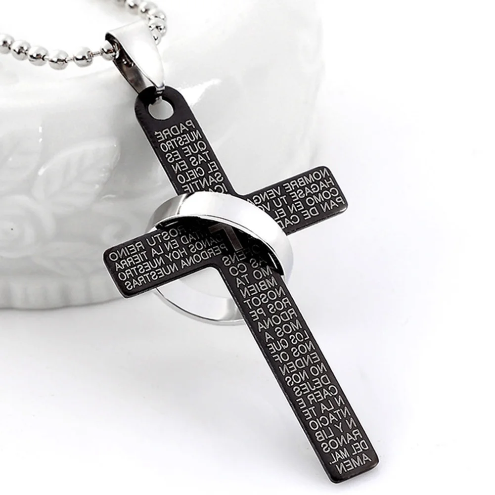 Новая модная подвеска крест ожерелье для мужчин черное из нержавеющей стали