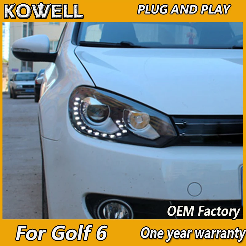 

KOWELL Car Styling Head Lamp for Golf 6 Headlights 2009-2012 LED Headlight DRL Daytime Running Light Bi-Xenon HID Accessories