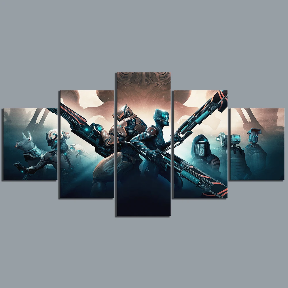 5 панельный настенный художественный холст картина Warframe игровой постер домашний