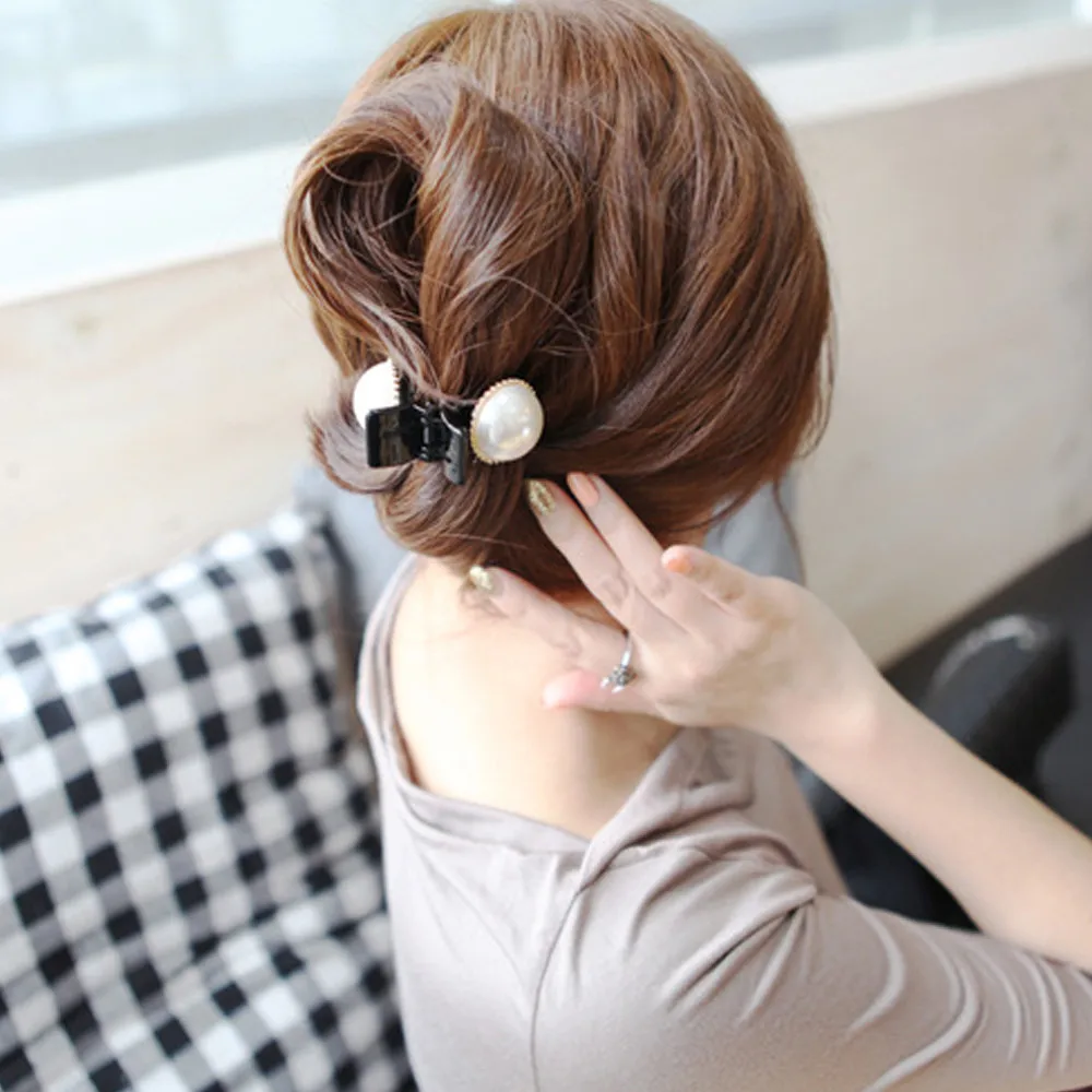 1 шт. модные заколки для волос элегантные большие жемчужные черные пластиковые