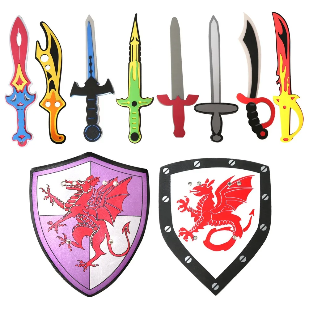 Multi Style Kids Outdoor Toy Sword Set Safety EVA Foam Pirate Swords Shield Weapon Prop Simulation Cosplay Toys for Children | Игрушки и